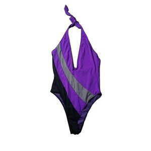 ICON Swimwear High-Cut Cheeky Plundge Haulter One-Piece Swimsuit Size XL